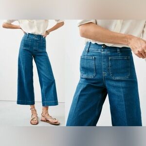 Spanx Cropped Wide Leg Patch Pocket Jeans Small Petite